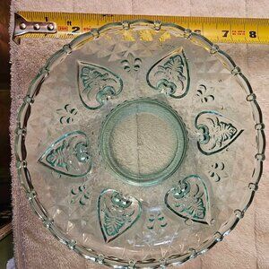 Vintage KIG Malaysia pressed glass candy dish in a beautiful teal color